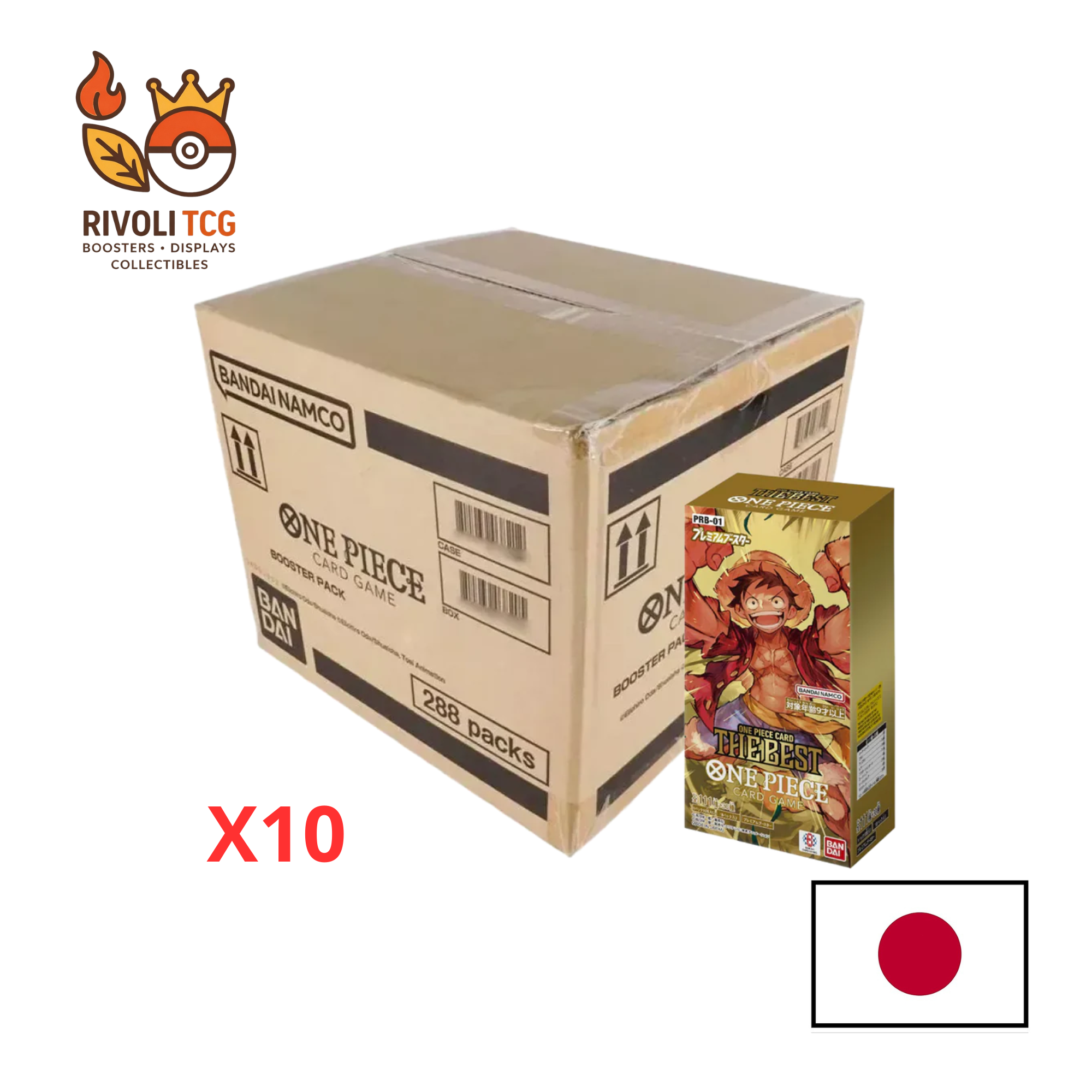Case One Piece Card Game – The Best (PRB-01) – Version Japonaise – 10 Displays (100 Boosters)